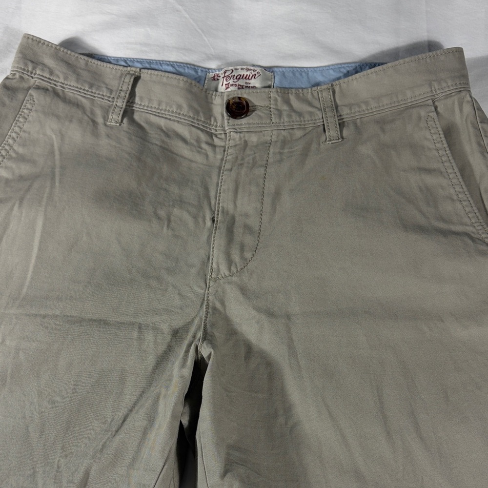 Original Penguin mens putty tan basic flat front 9" chino shorts - size 32